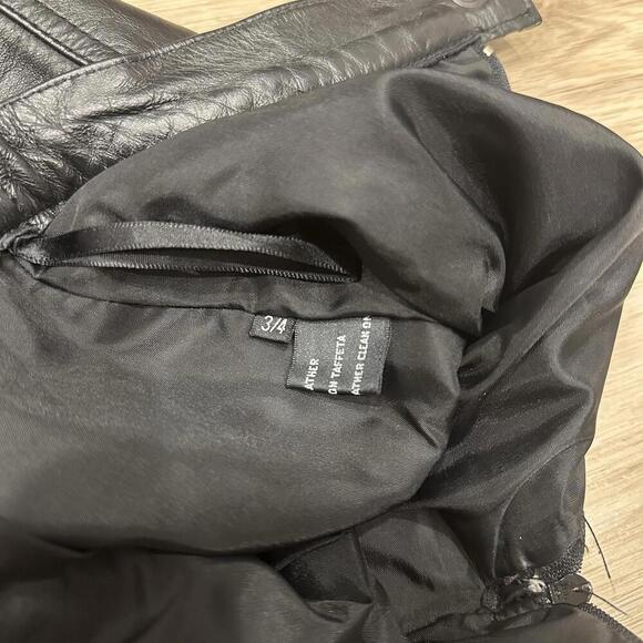 Black Leather Mini Skirt 3/4 100% Lined Snap Zip Genuine Leather Biker Goth - Picture 7 of 15